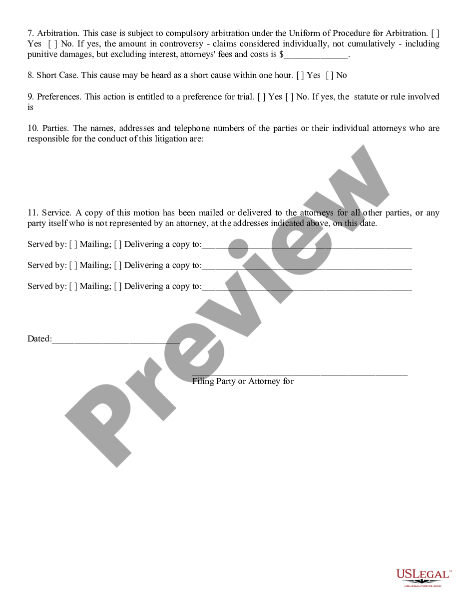 page 1 Motion to Set Trial and Certificate of Readiness preview