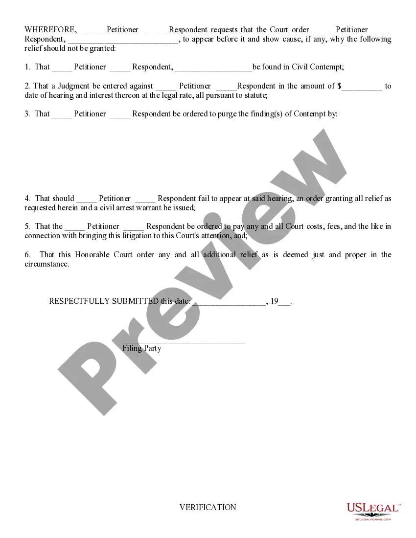 Preview Petition for Order to Show Cause regarding Contempt