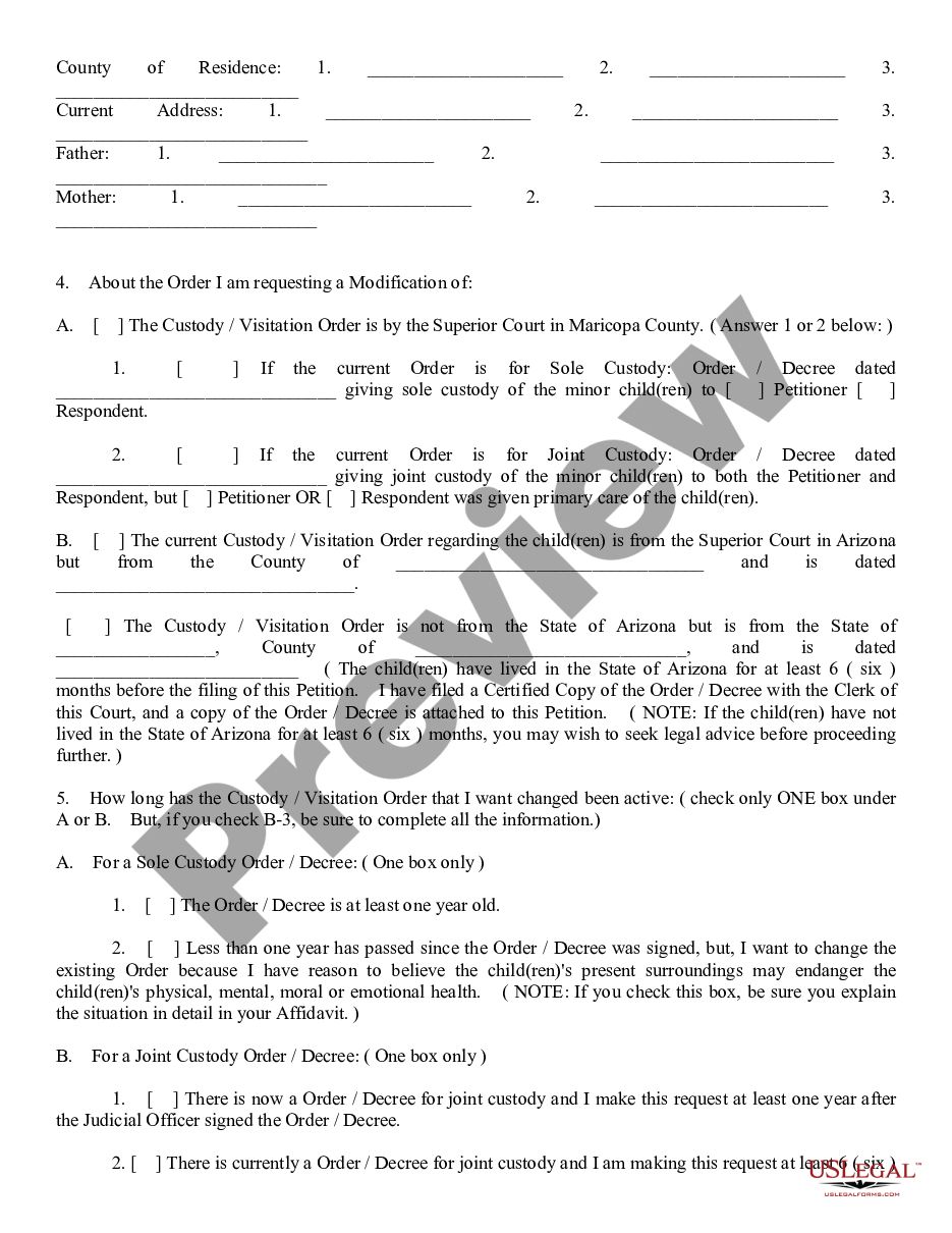 page 1 Petition to Modify Child Custody, Visitation and Support preview