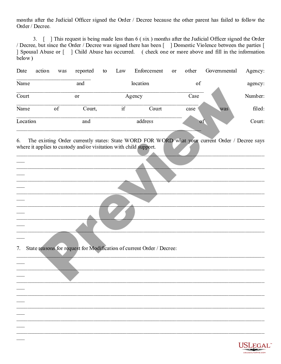 page 2 Petition to Modify Child Custody, Visitation and Support preview