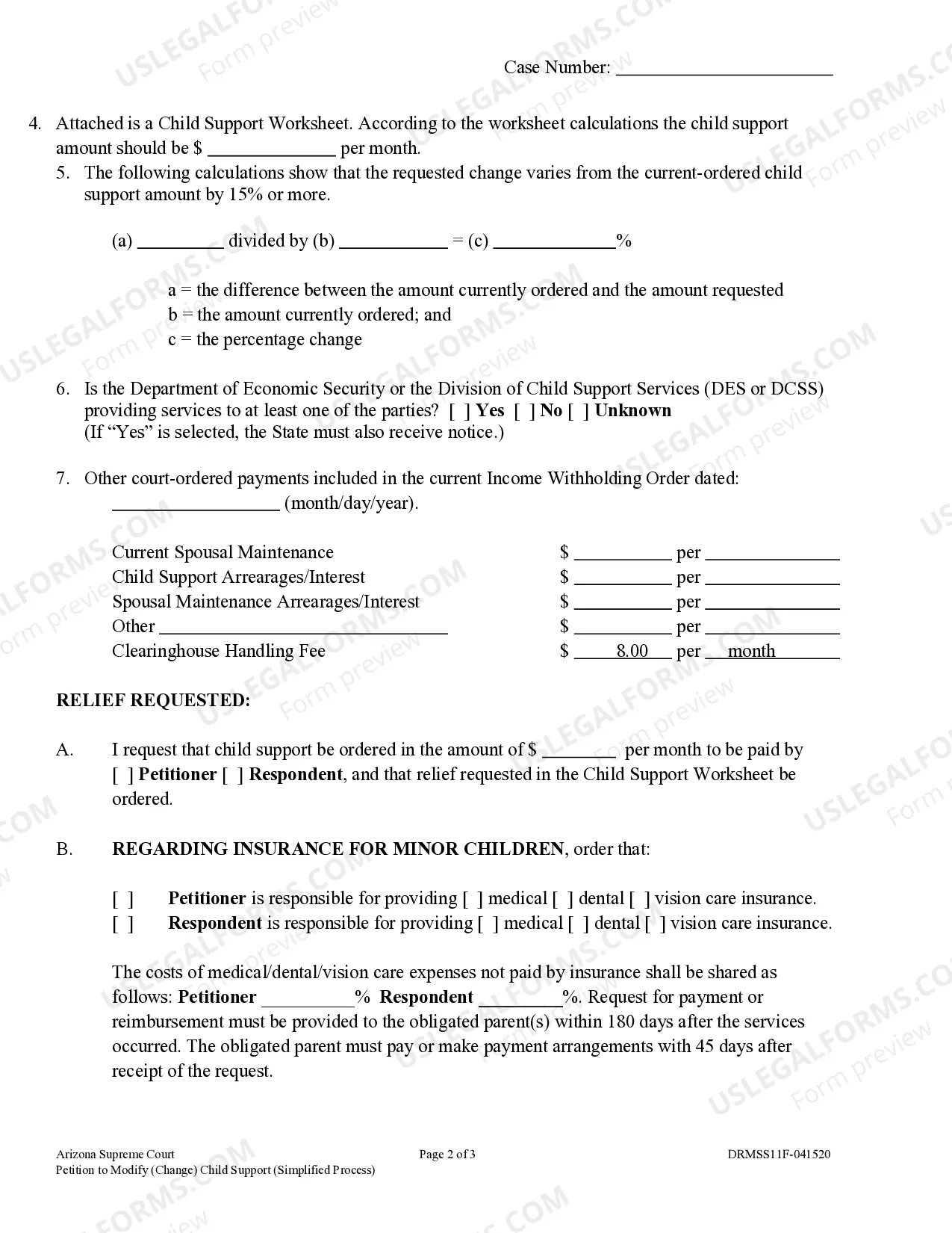 Preview Request to Modify Child Support Pursuant to Guidelines
