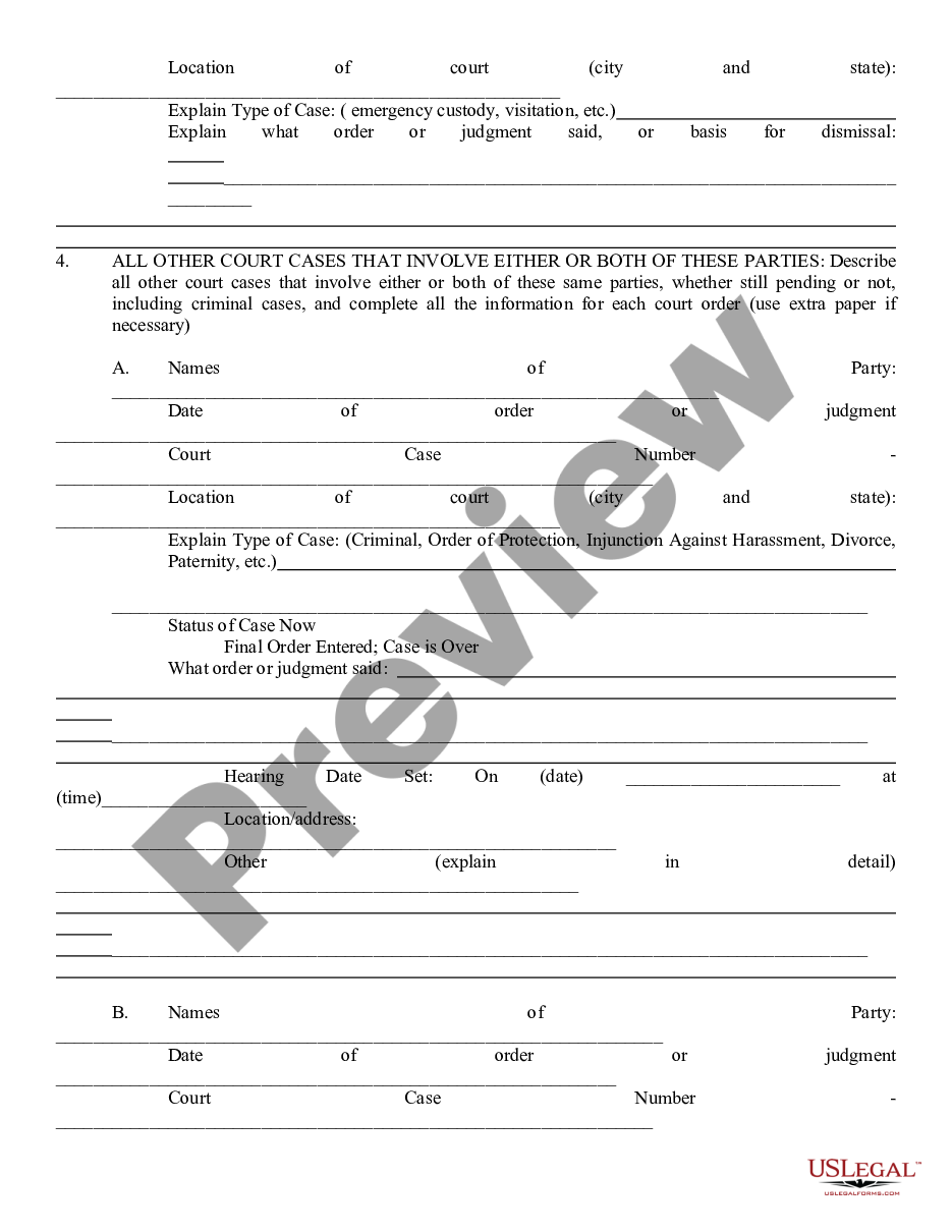 page 1 Petition for Emergency Orders for Minor Children preview