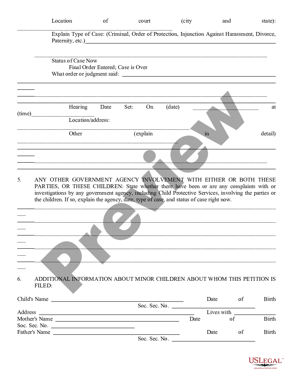 page 2 Petition for Emergency Orders for Minor Children preview