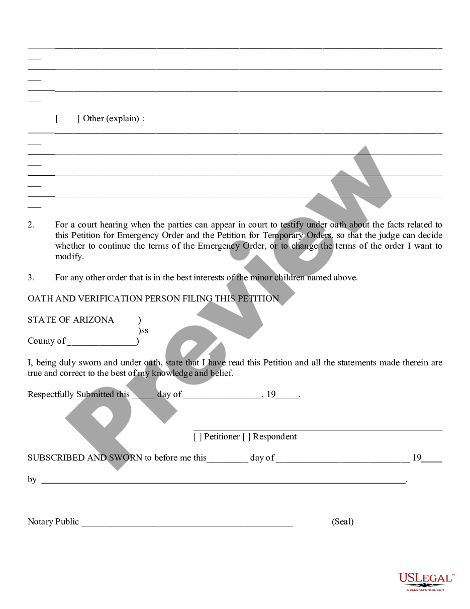 page 5 Petition for Emergency Orders for Minor Children preview