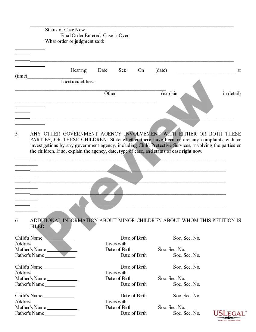 Preview Petition for Emergency Orders for Minor Children