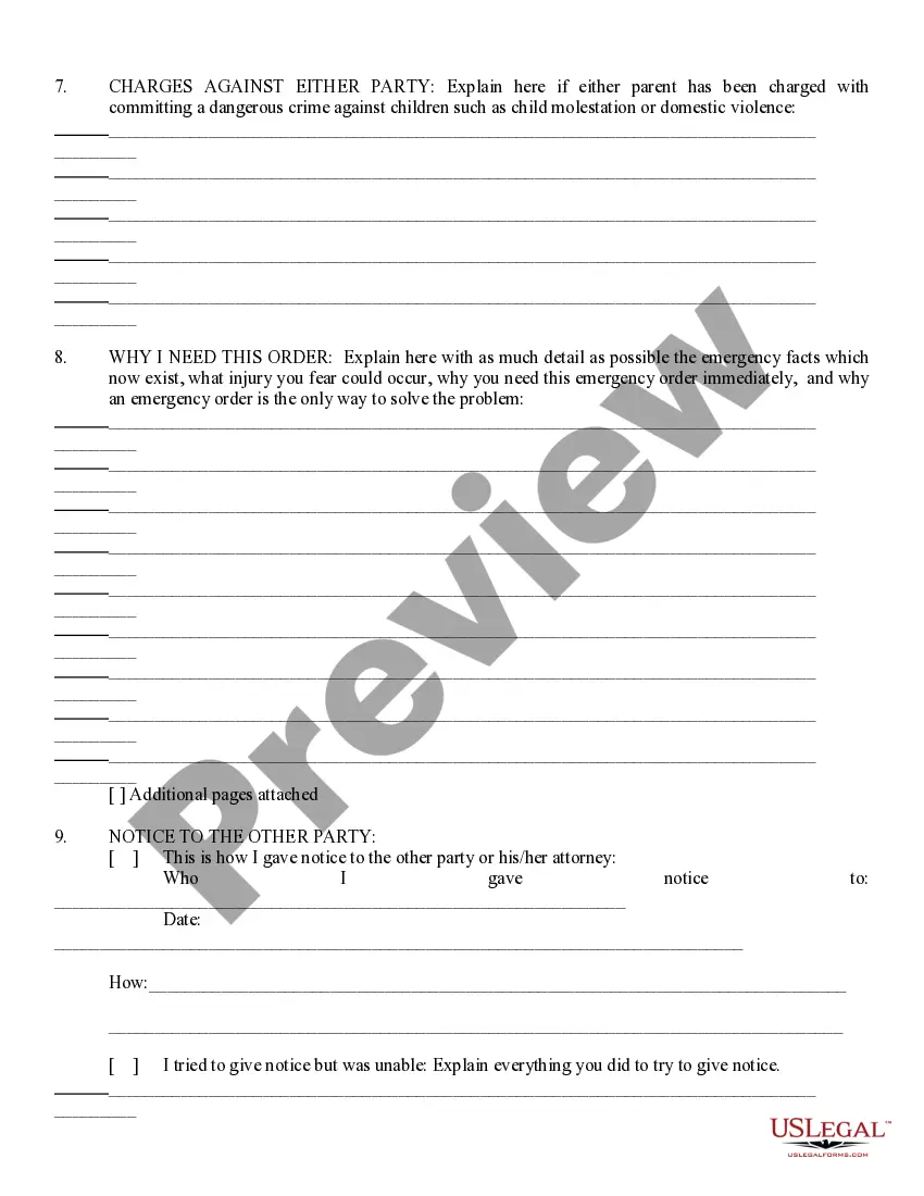 Preview Petition for Emergency Orders for Minor Children