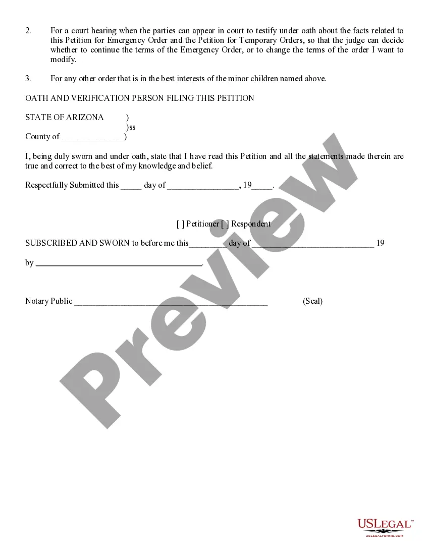 Preview Petition for Emergency Orders for Minor Children