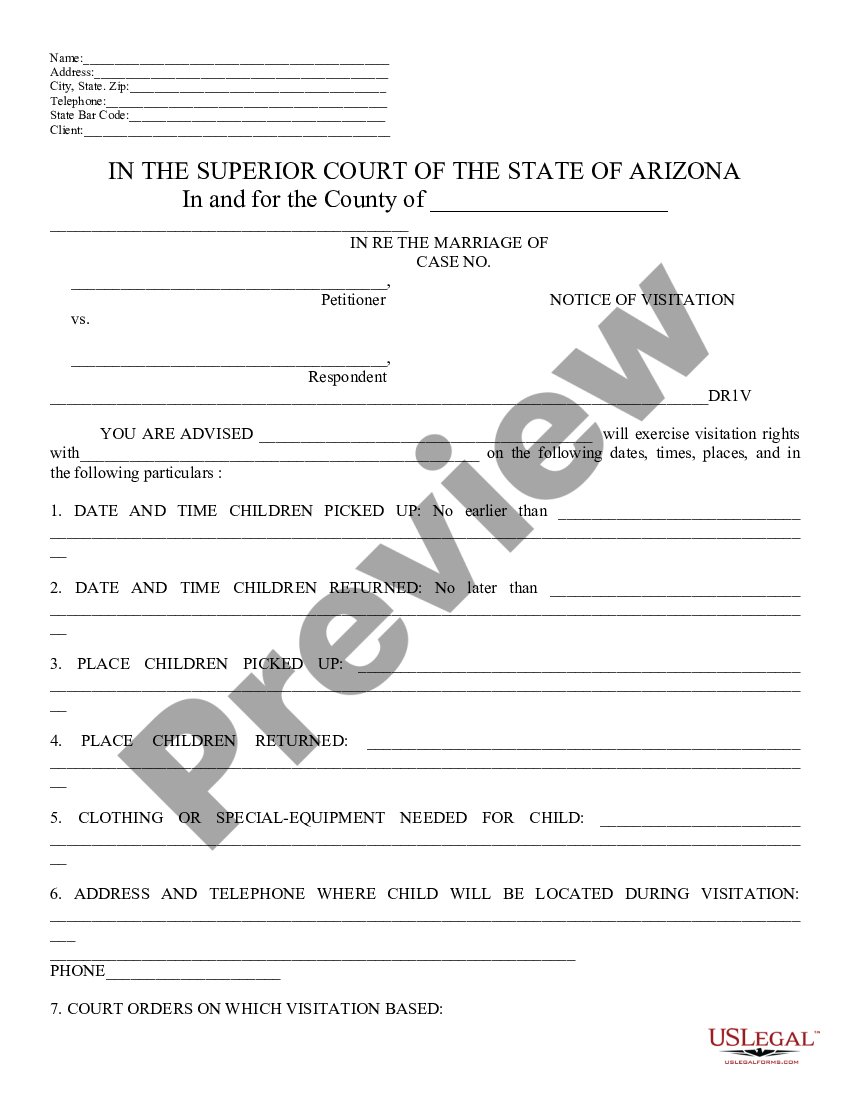 Arizona Notice of Visitation Azdoc Phone Application US Legal Forms