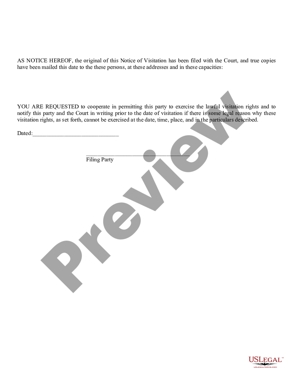 form Notice of Visitation preview