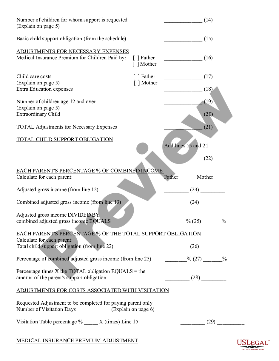 form Parents Worksheet and Instructions with Attachments preview