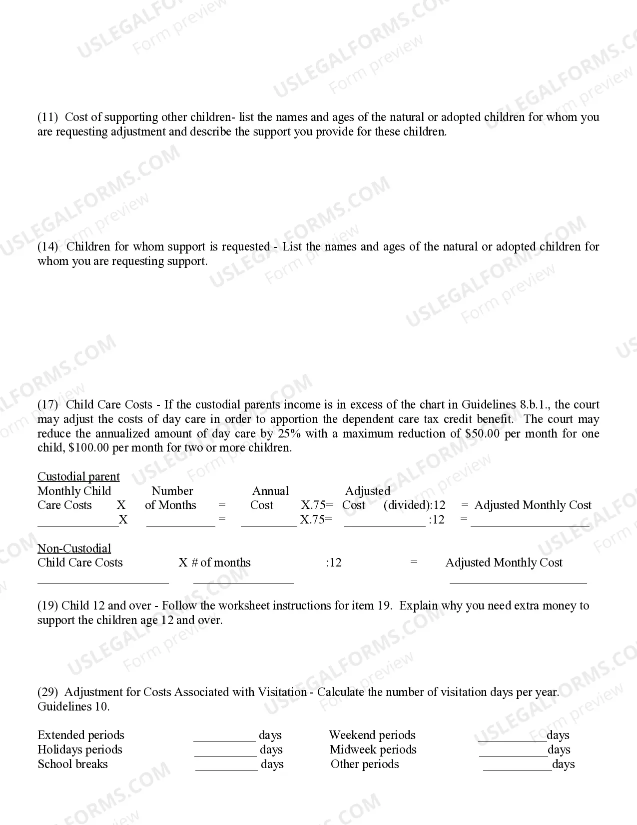 Preview Parents Worksheet and Instructions with Attachments