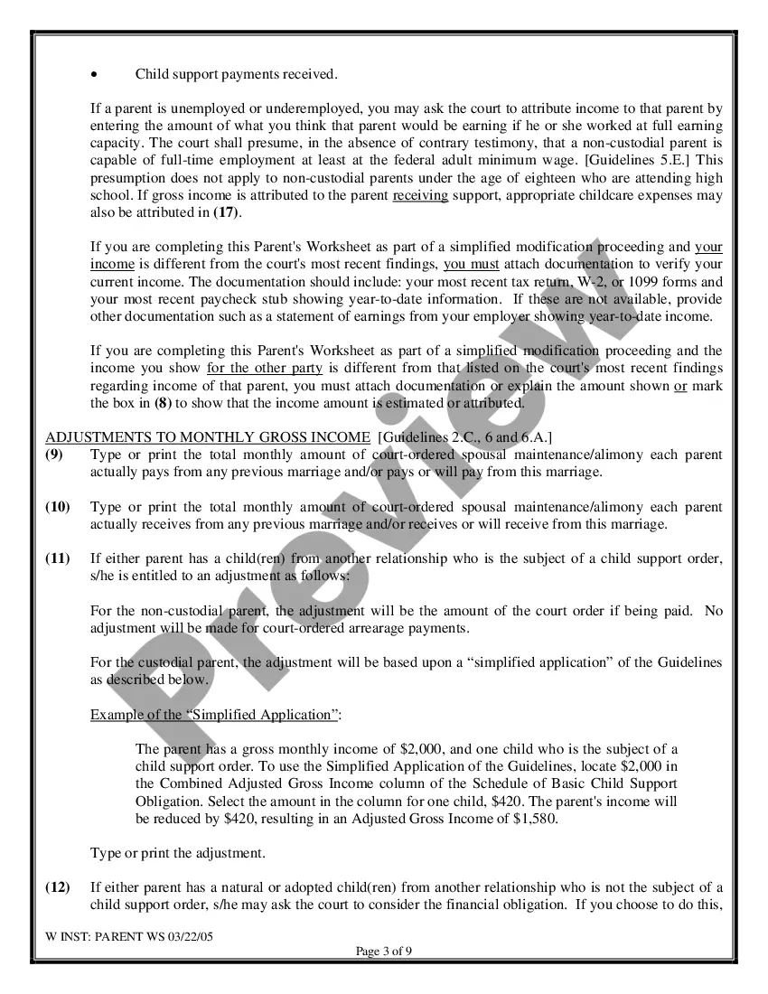 Preview Child Support Modification