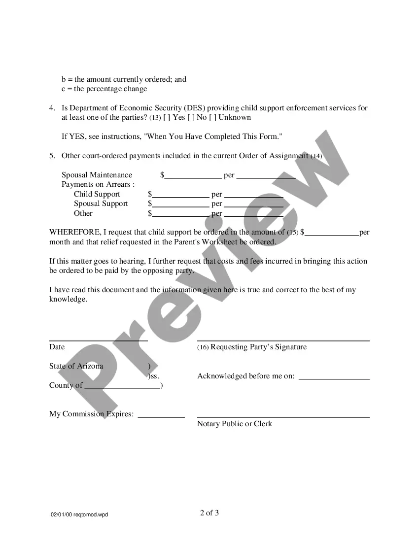 Preview Child Support Modification