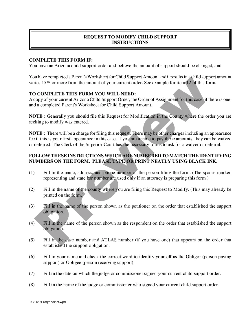 Preview Child Support Modification