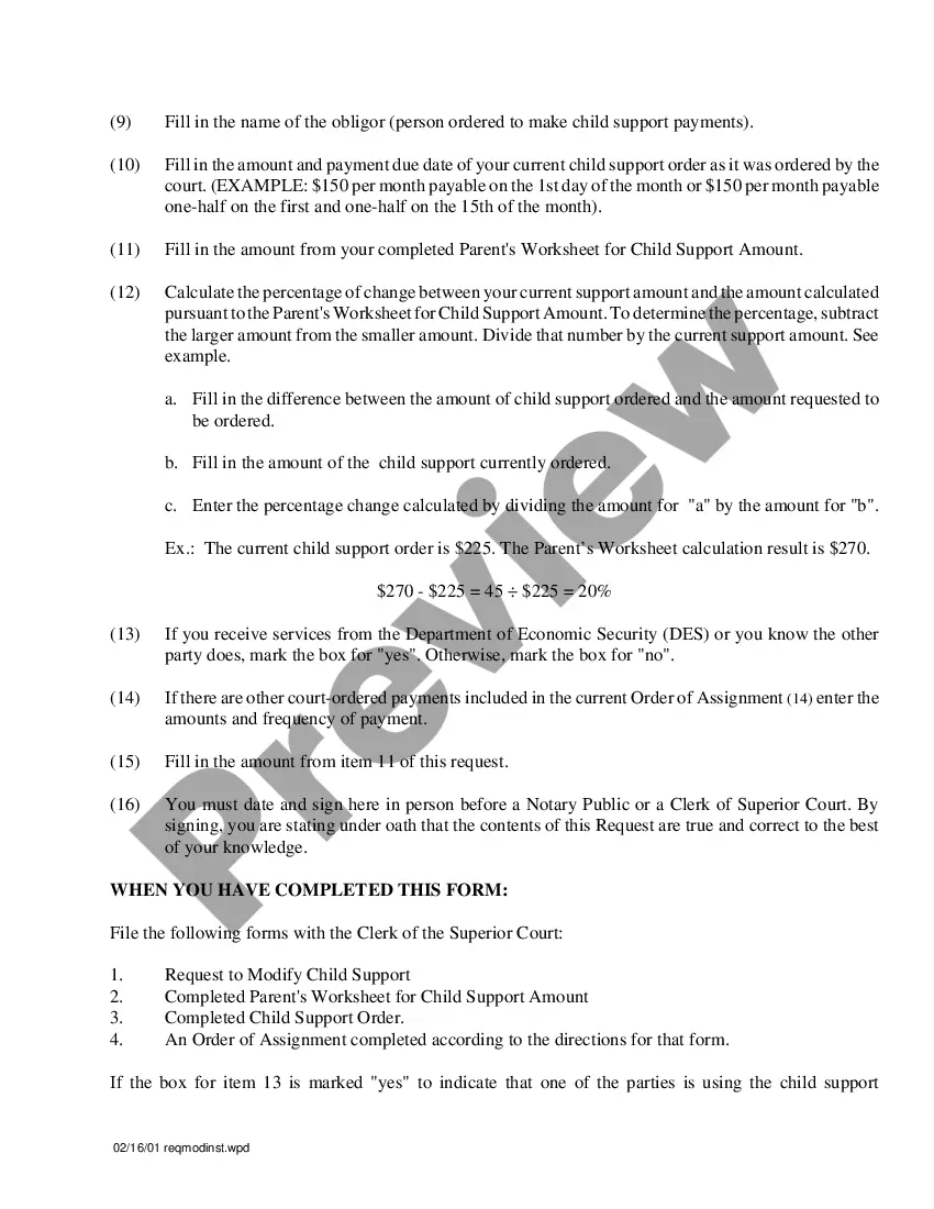 Preview Child Support Modification