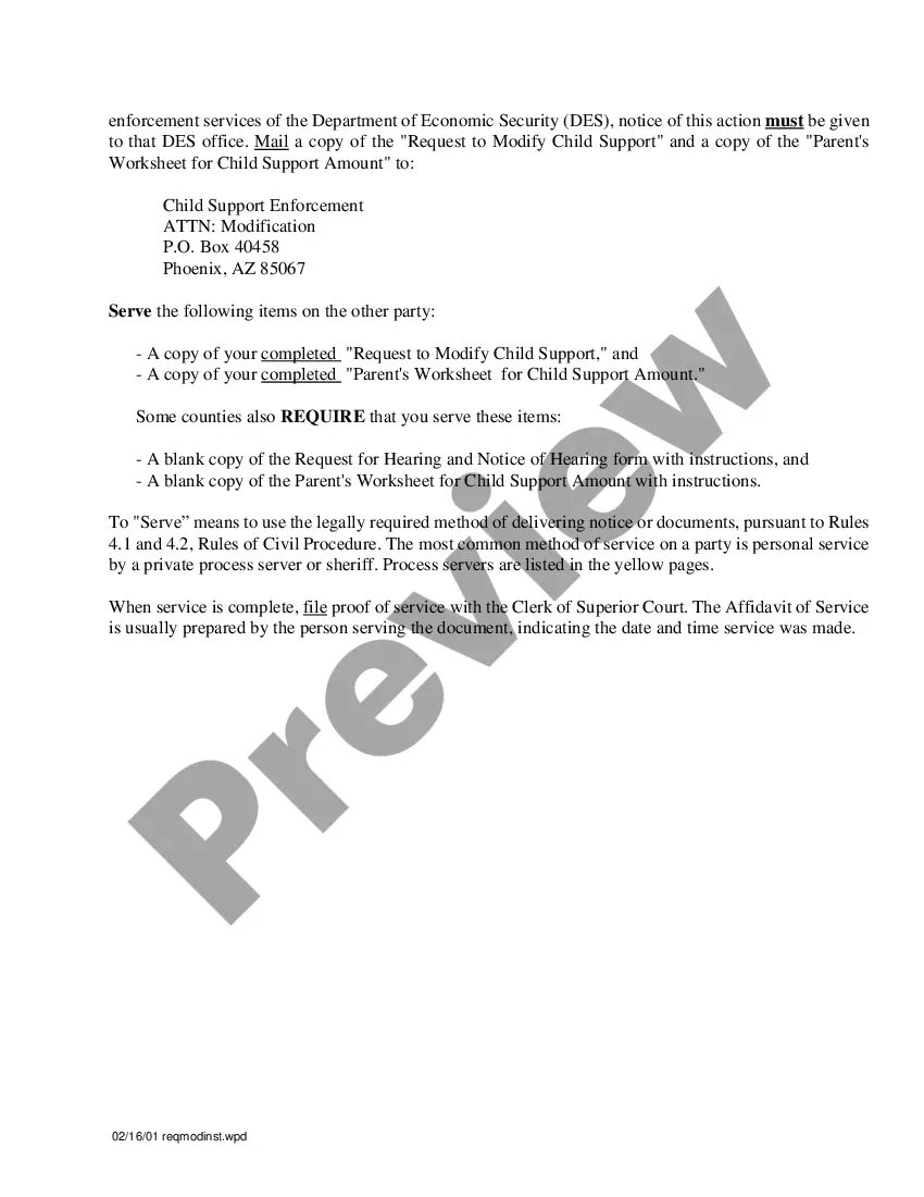 Preview Child Support Modification