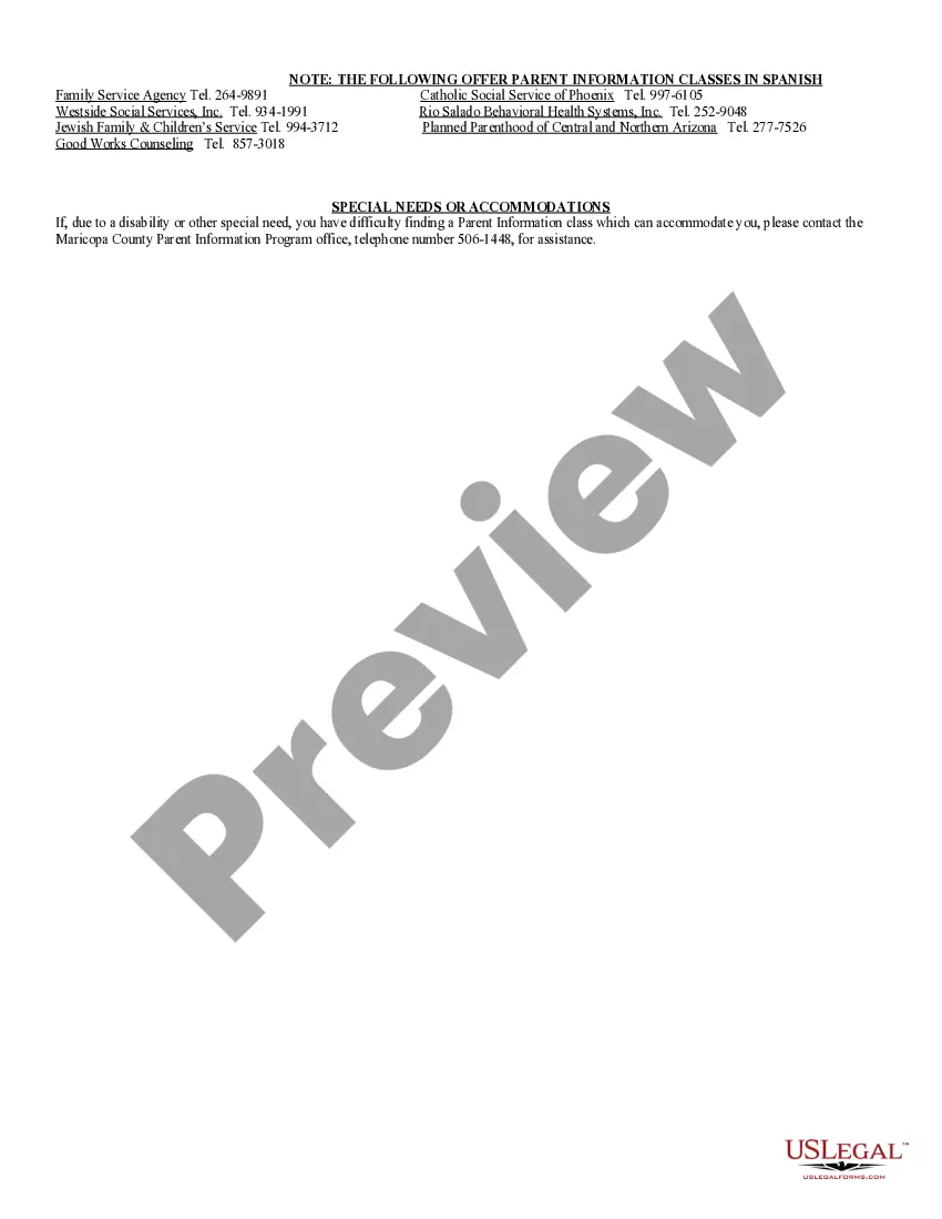 Preview Parent Information Class