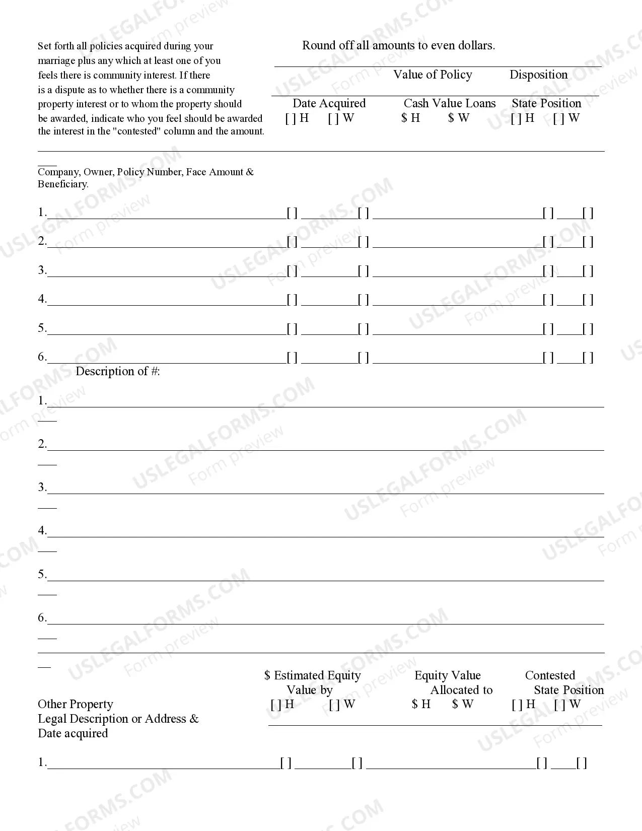 Preview Inventory of Personal Property