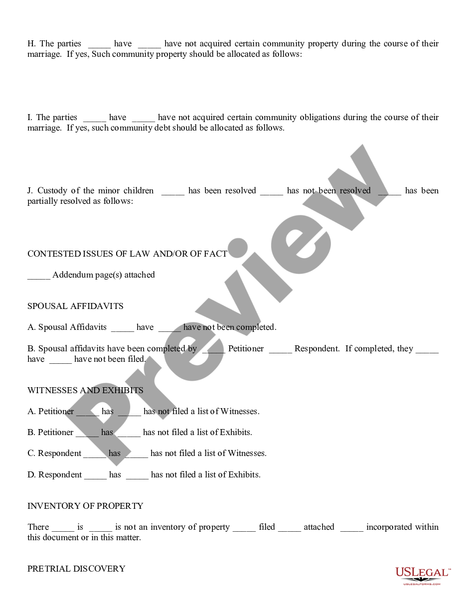 form Pretrial Statement preview