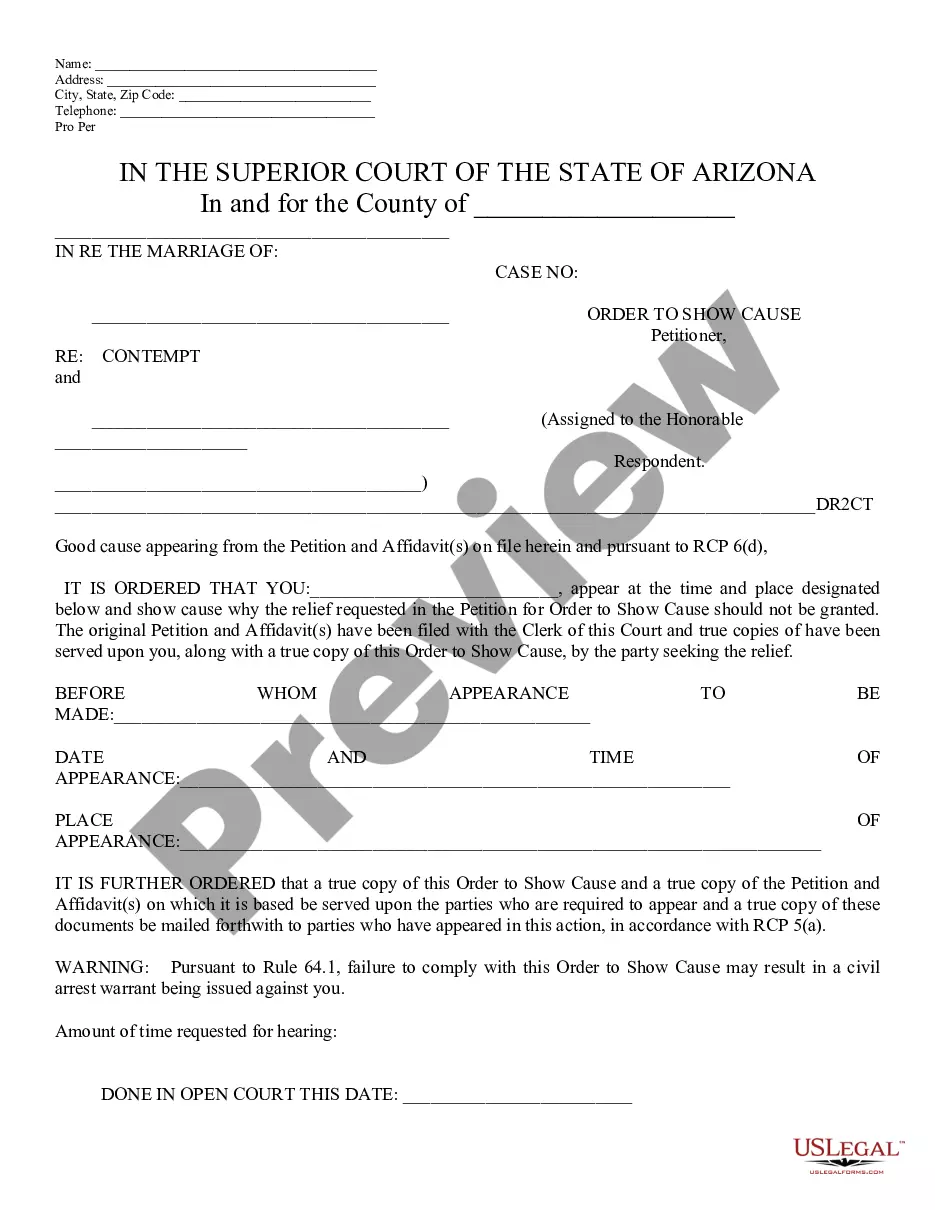 Motion For Contempt Form Arizona Withholding | US Legal Forms