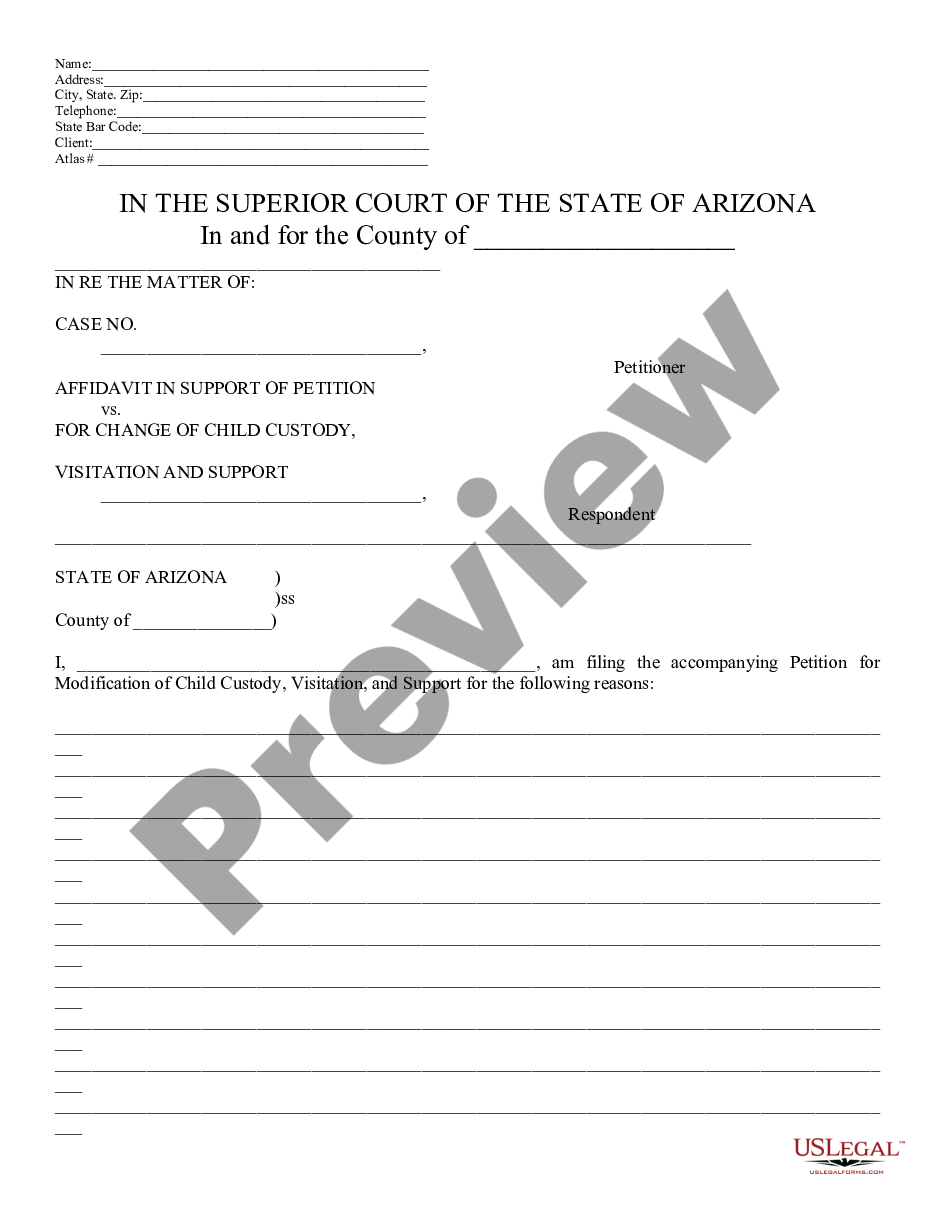 form Affidavit in Support of Modification preview