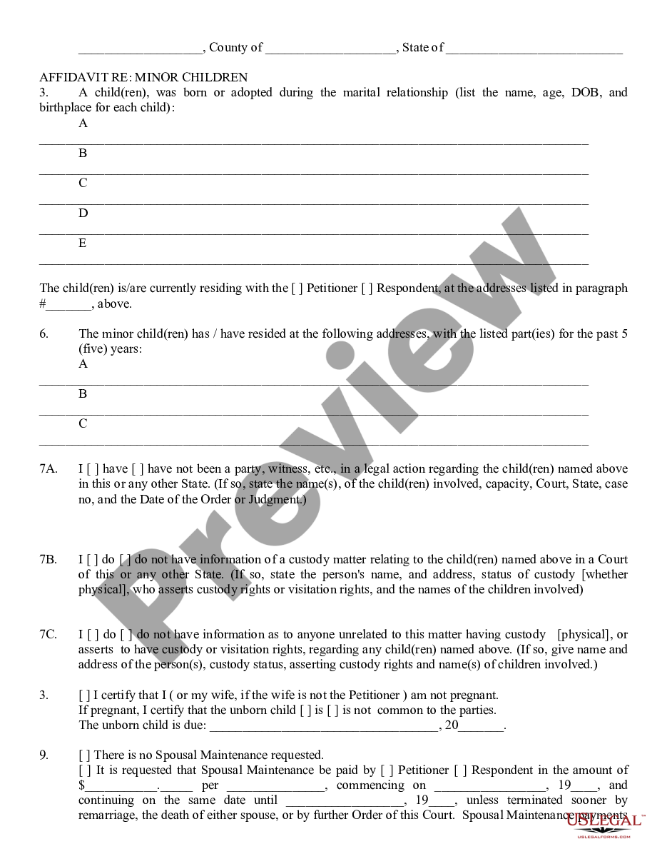 page 1 Petition for Divorce or Legal Separation preview