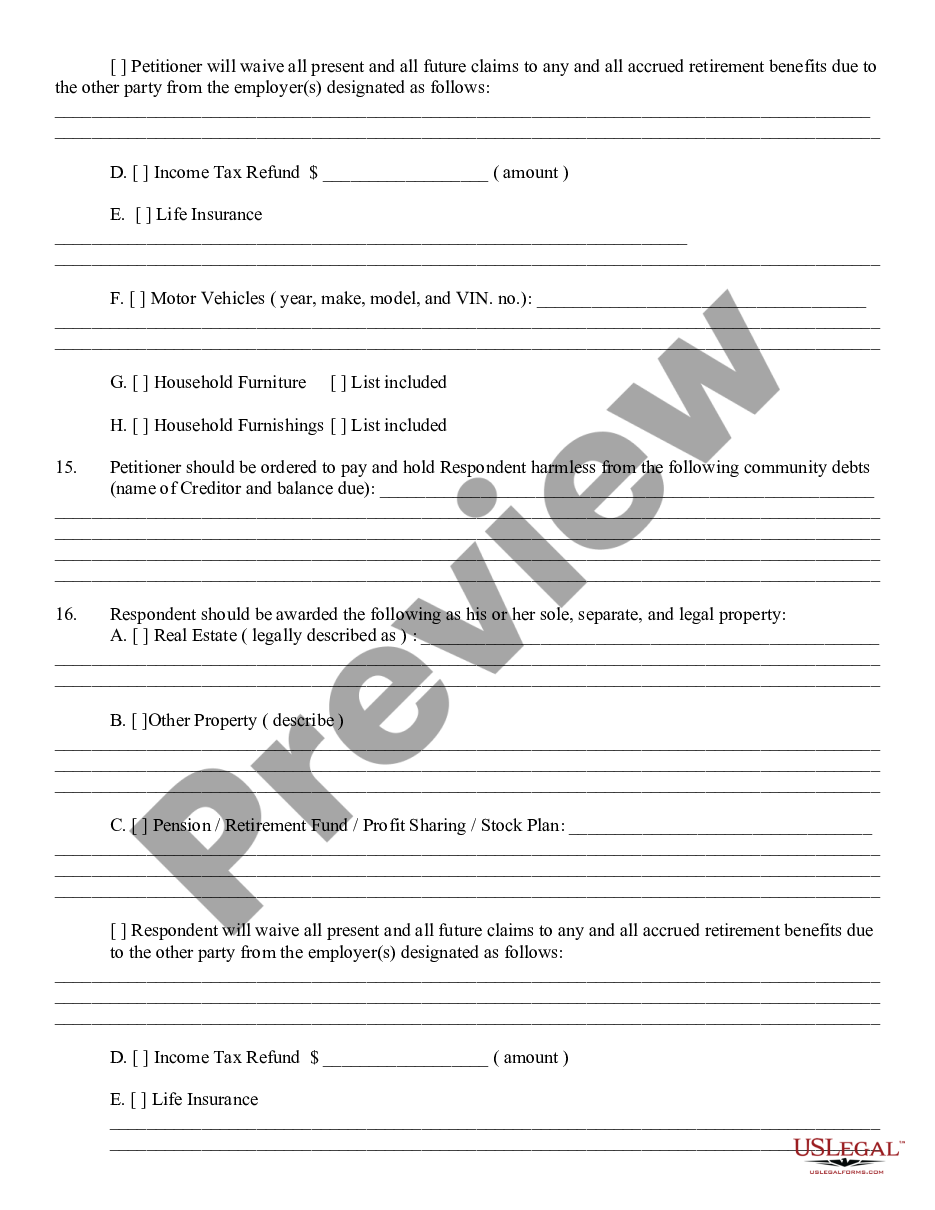 page 4 Petition for Divorce or Legal Separation preview