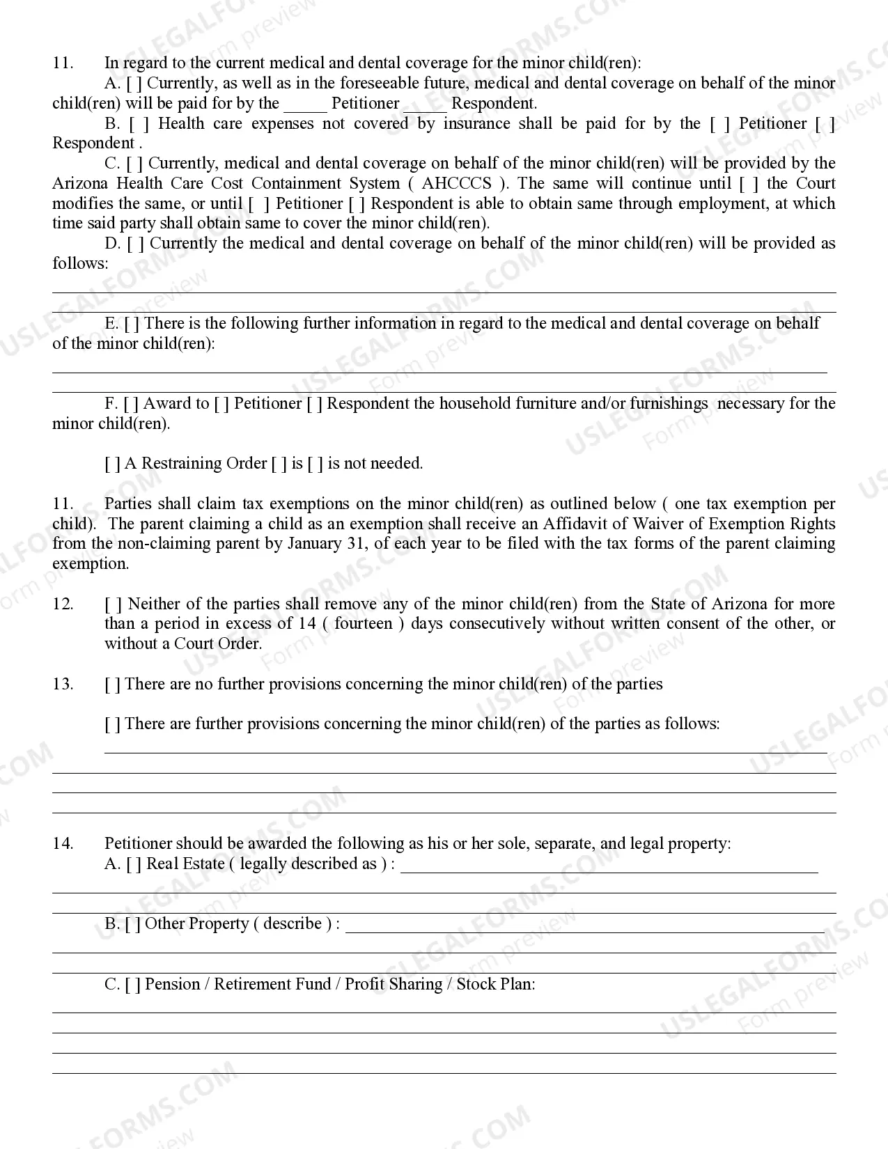 Preview Petition for Divorce or Legal Separation