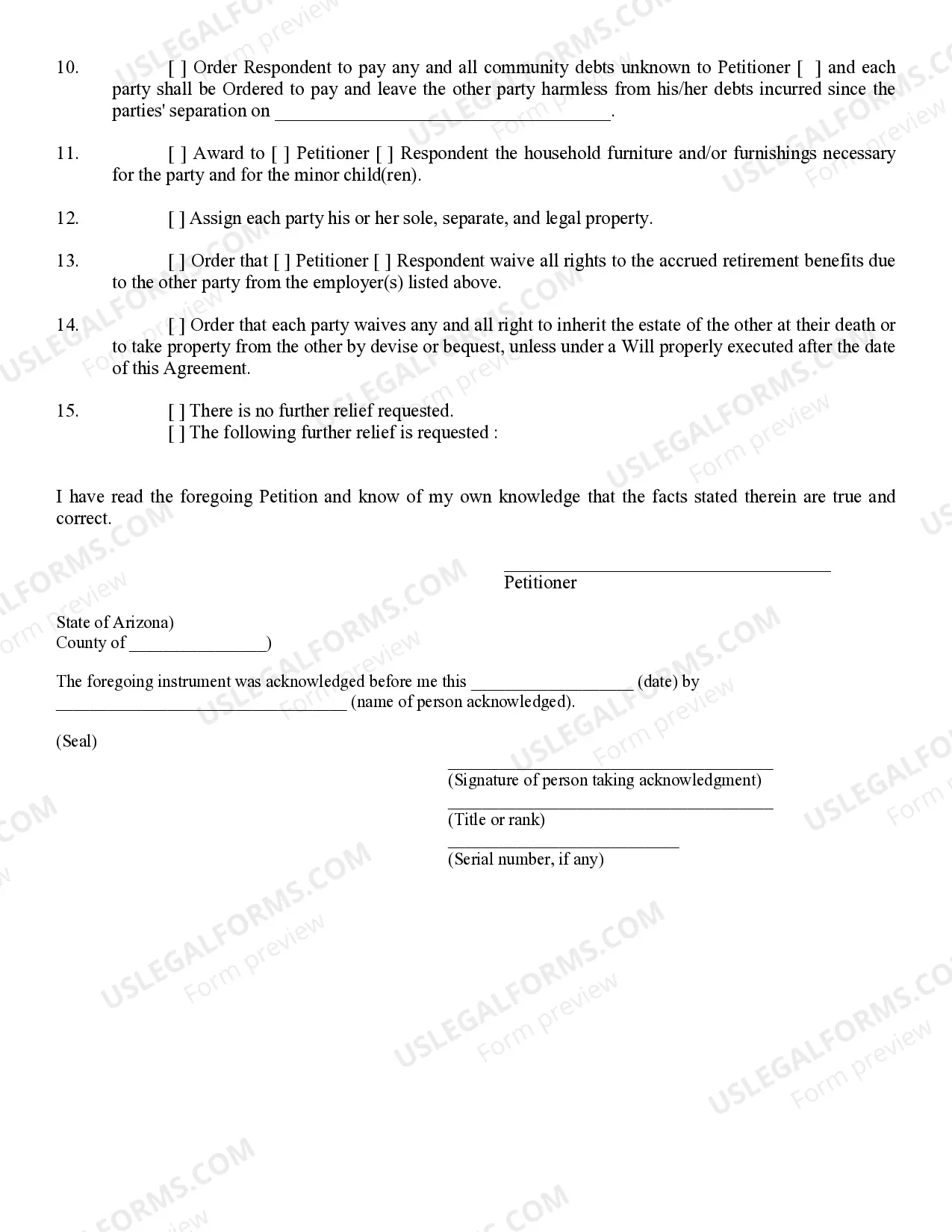 Preview Petition for Divorce or Legal Separation