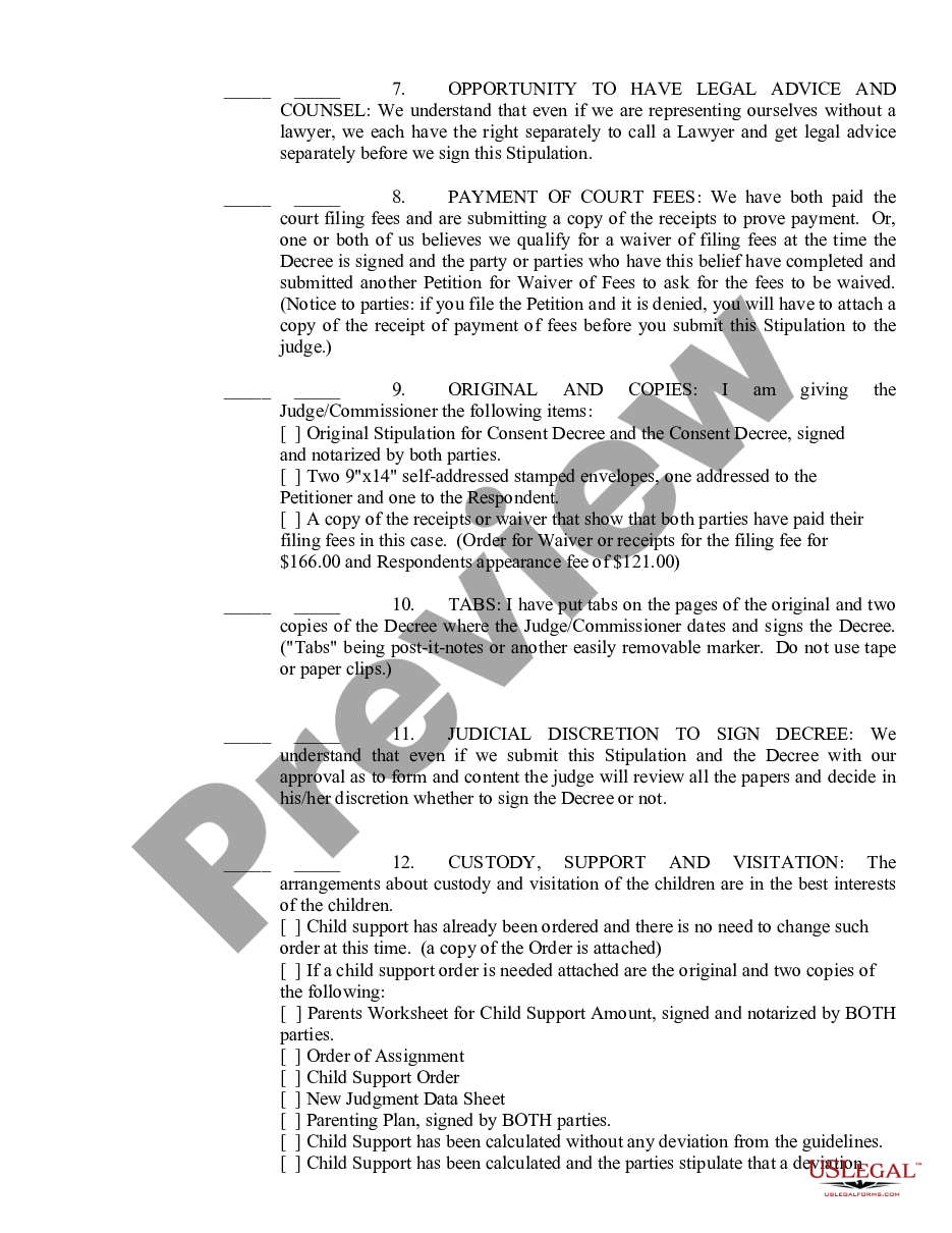 page 1 Stipulation for Entry of Consent Decree of Dissolution preview