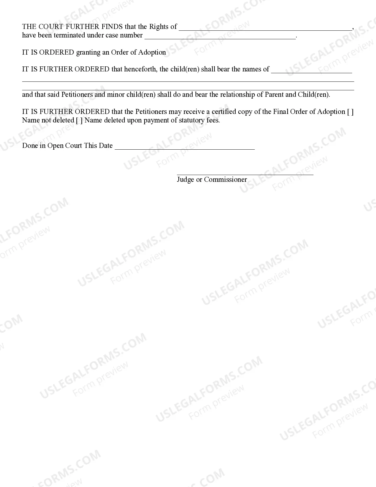 Preview Order of Adoption
