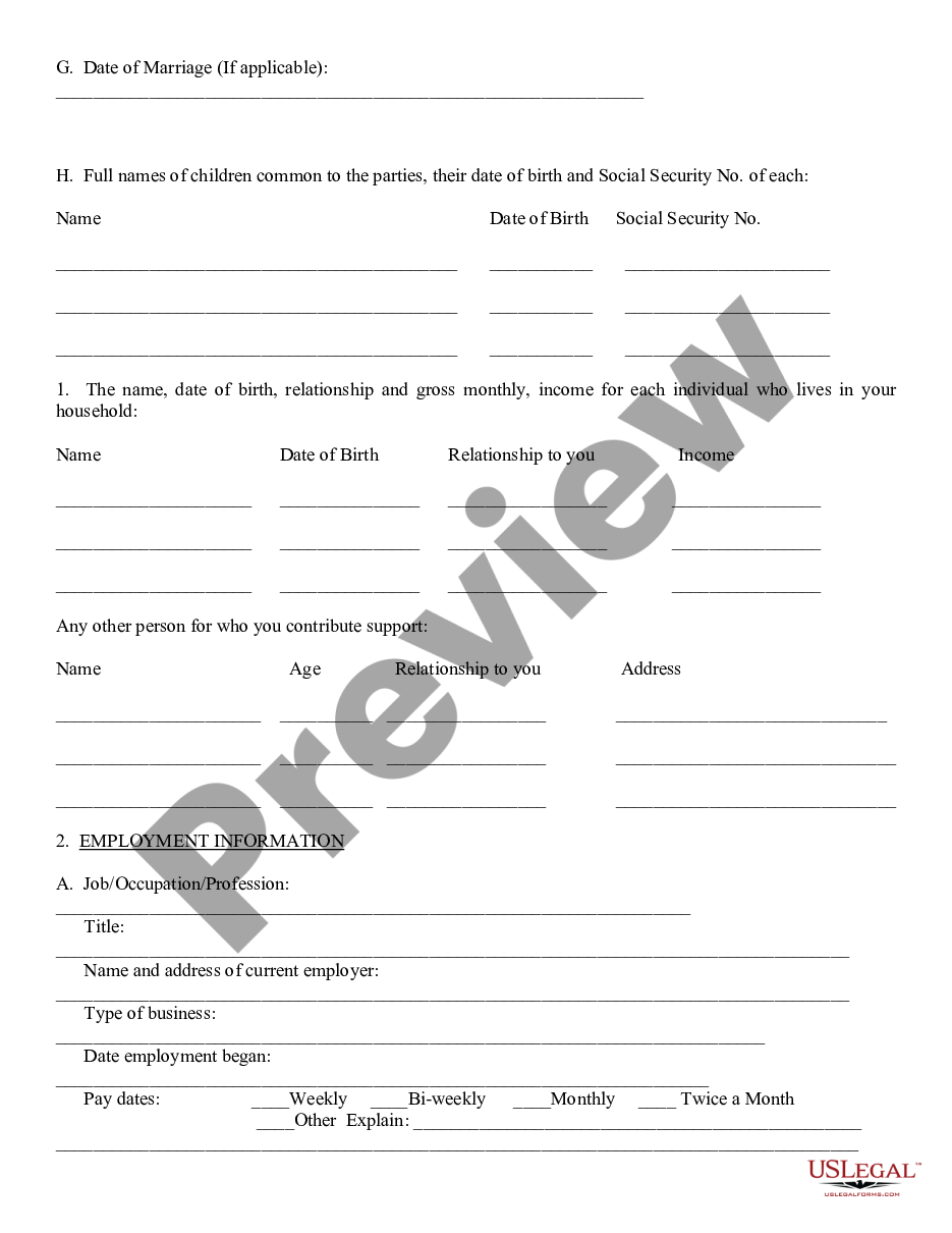 form Affidavit of Financial Info preview