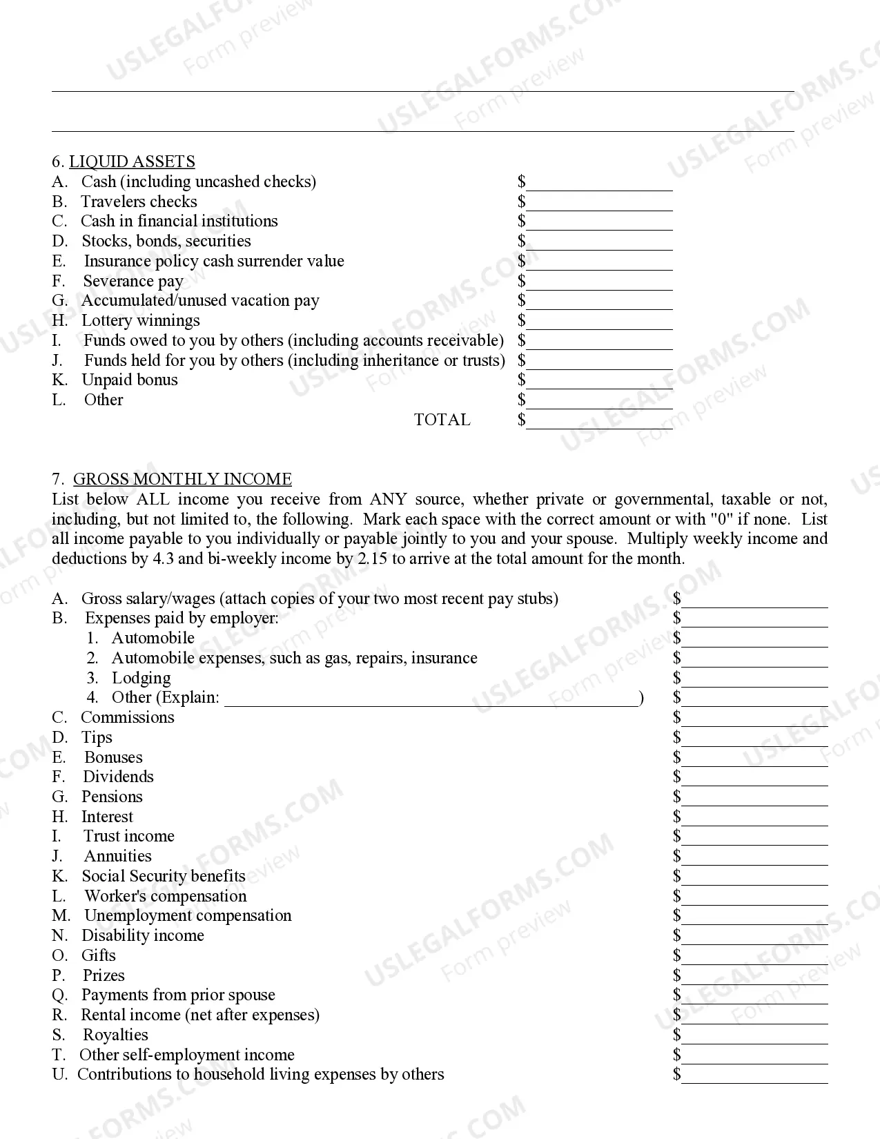Preview Affidavit of Financial Info