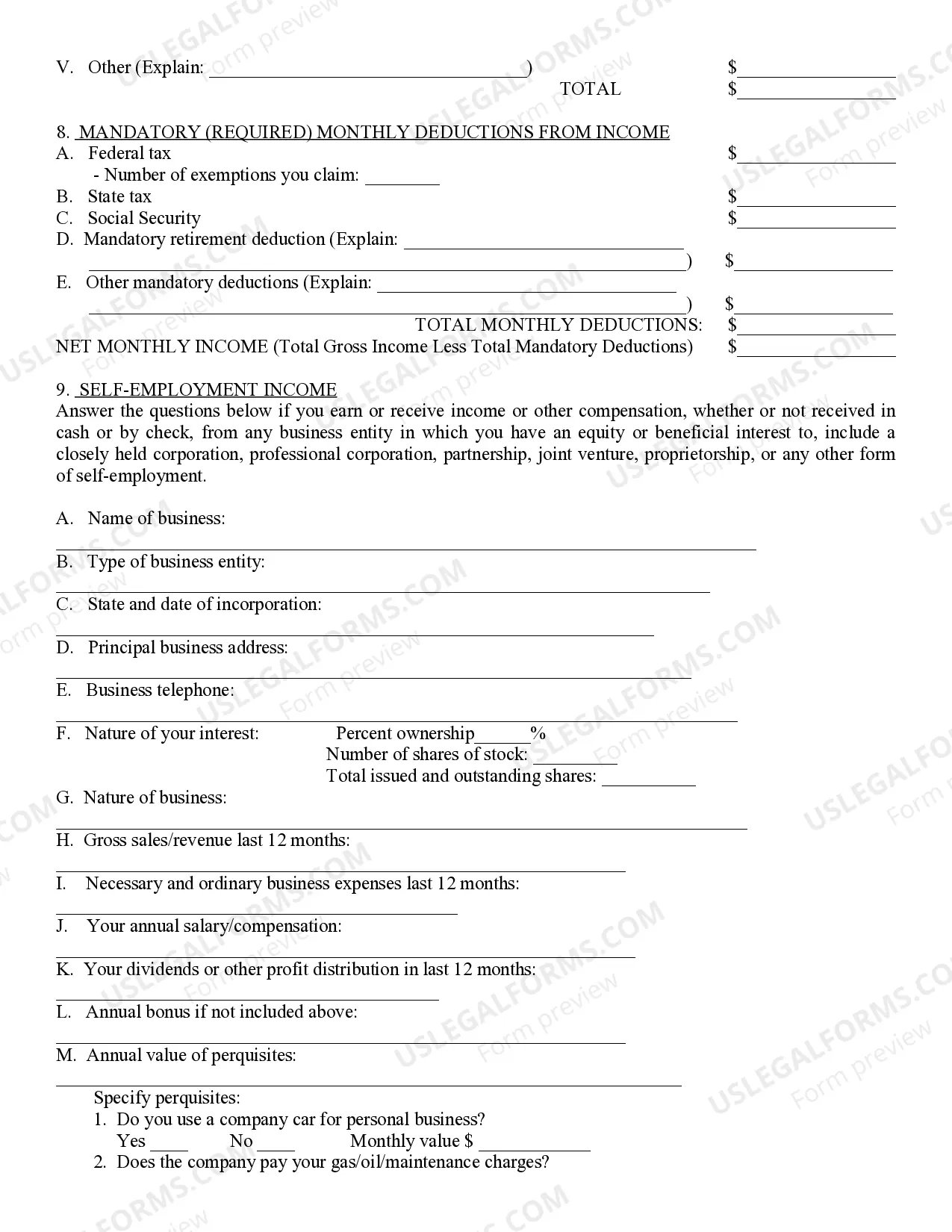 Preview Affidavit of Financial Info