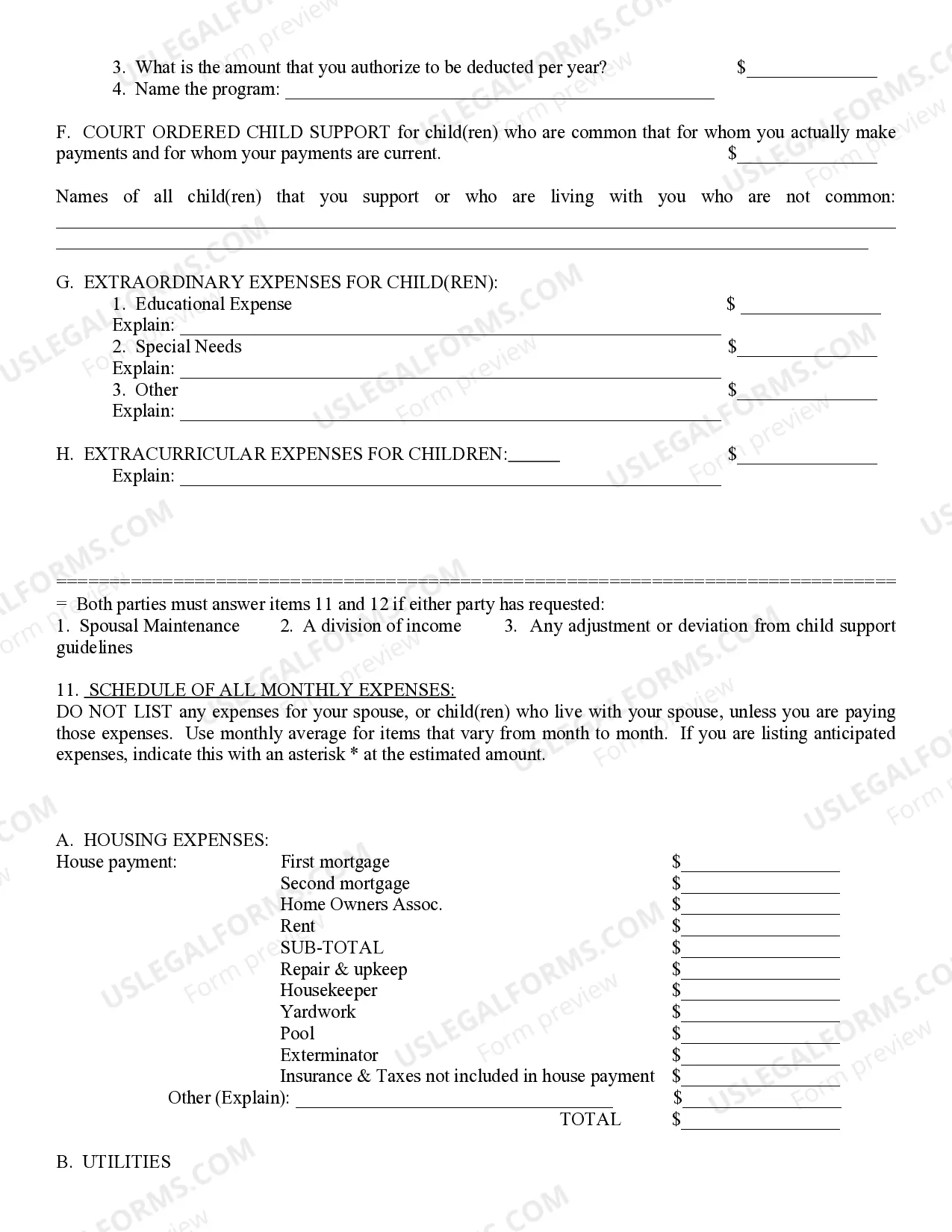 Preview Affidavit of Financial Info