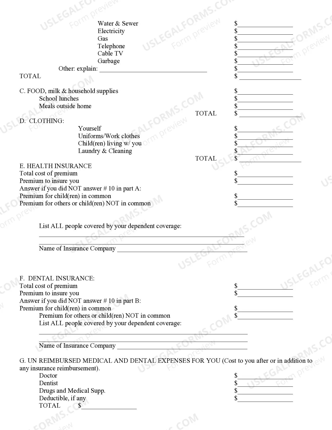 Preview Affidavit of Financial Info