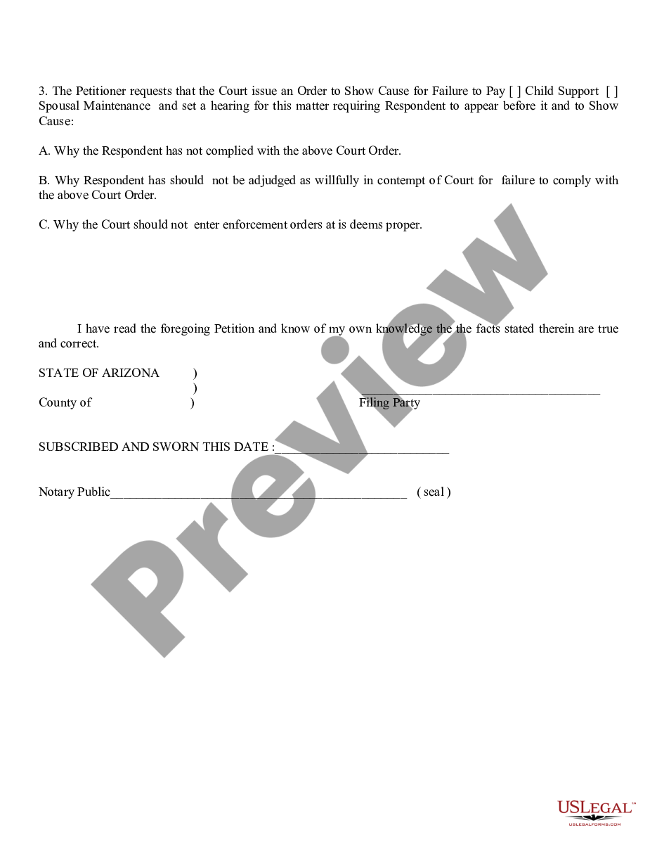page 1 Petition for OSC - Failure to Pay Child Support preview