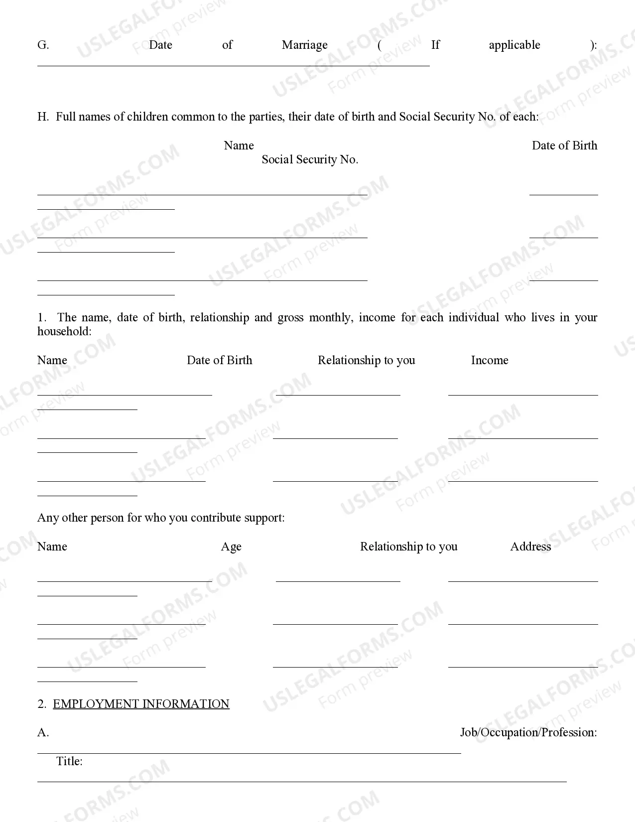 Preview Affidavit of Financial Information