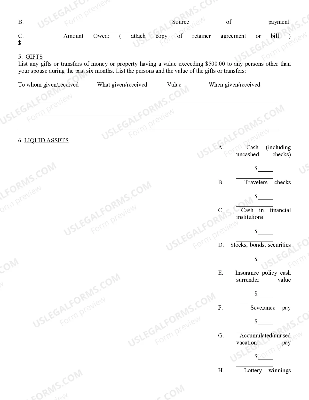 Preview Affidavit of Financial Information
