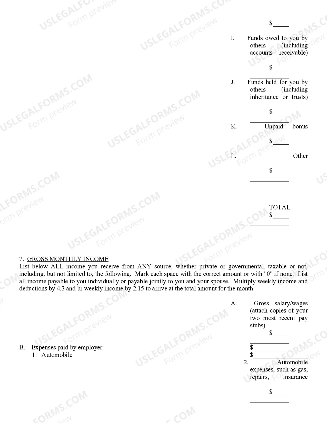 Preview Affidavit of Financial Information