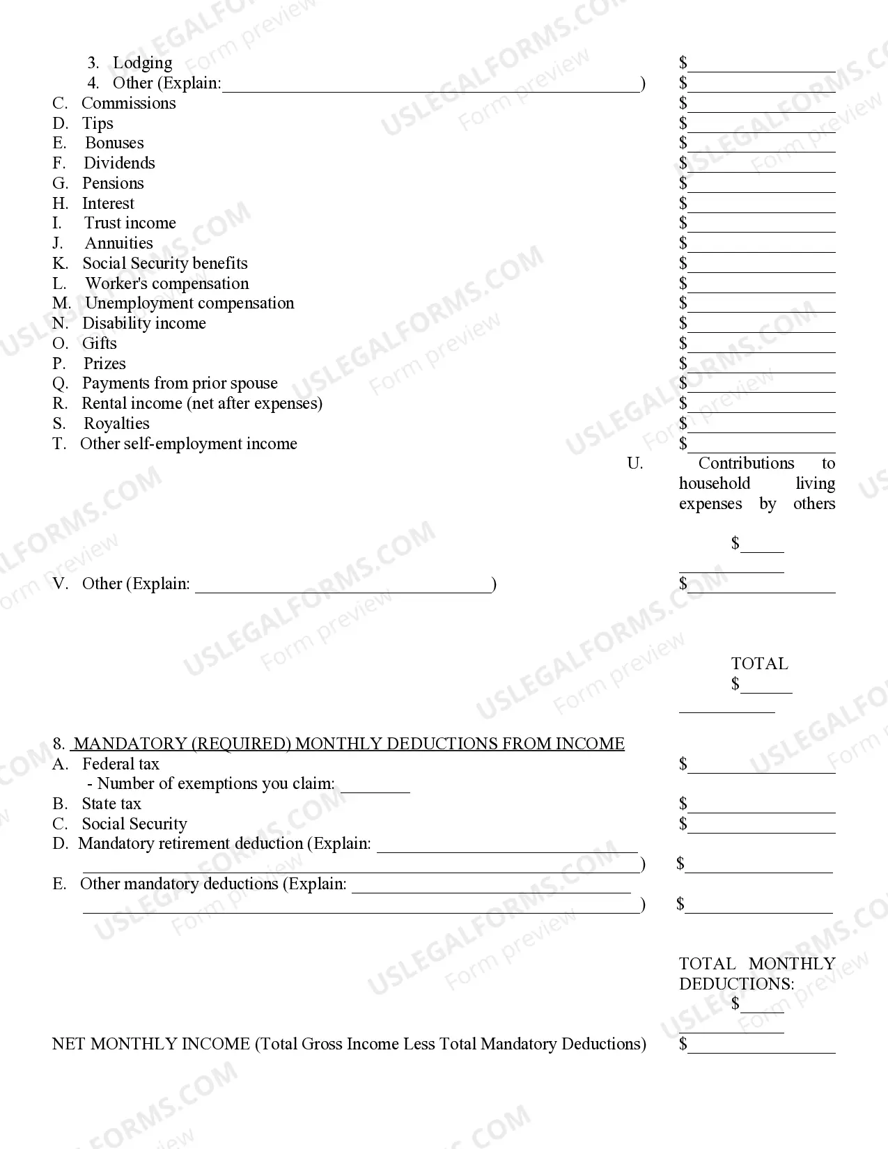 Preview Affidavit of Financial Information