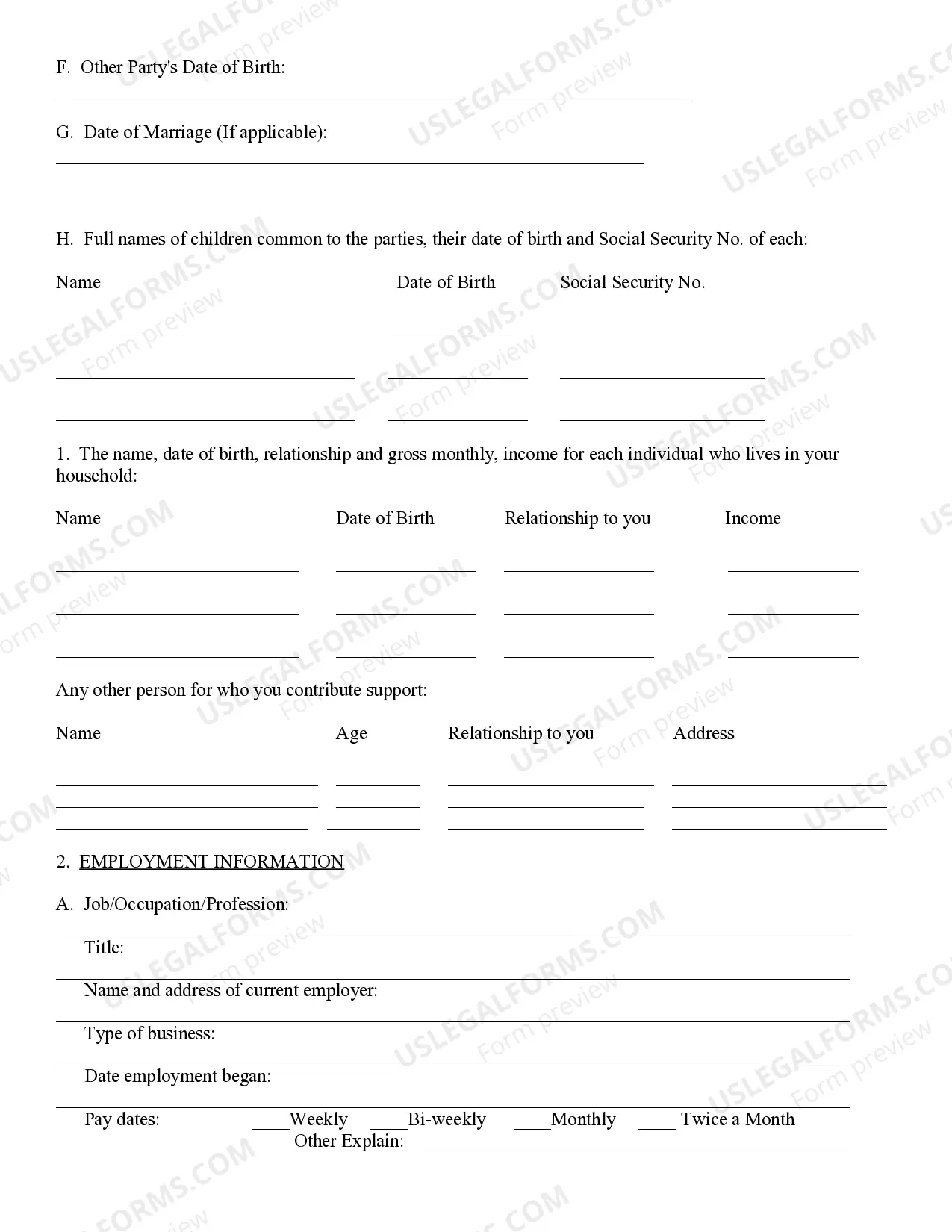 Preview Affidavit of Financial Information