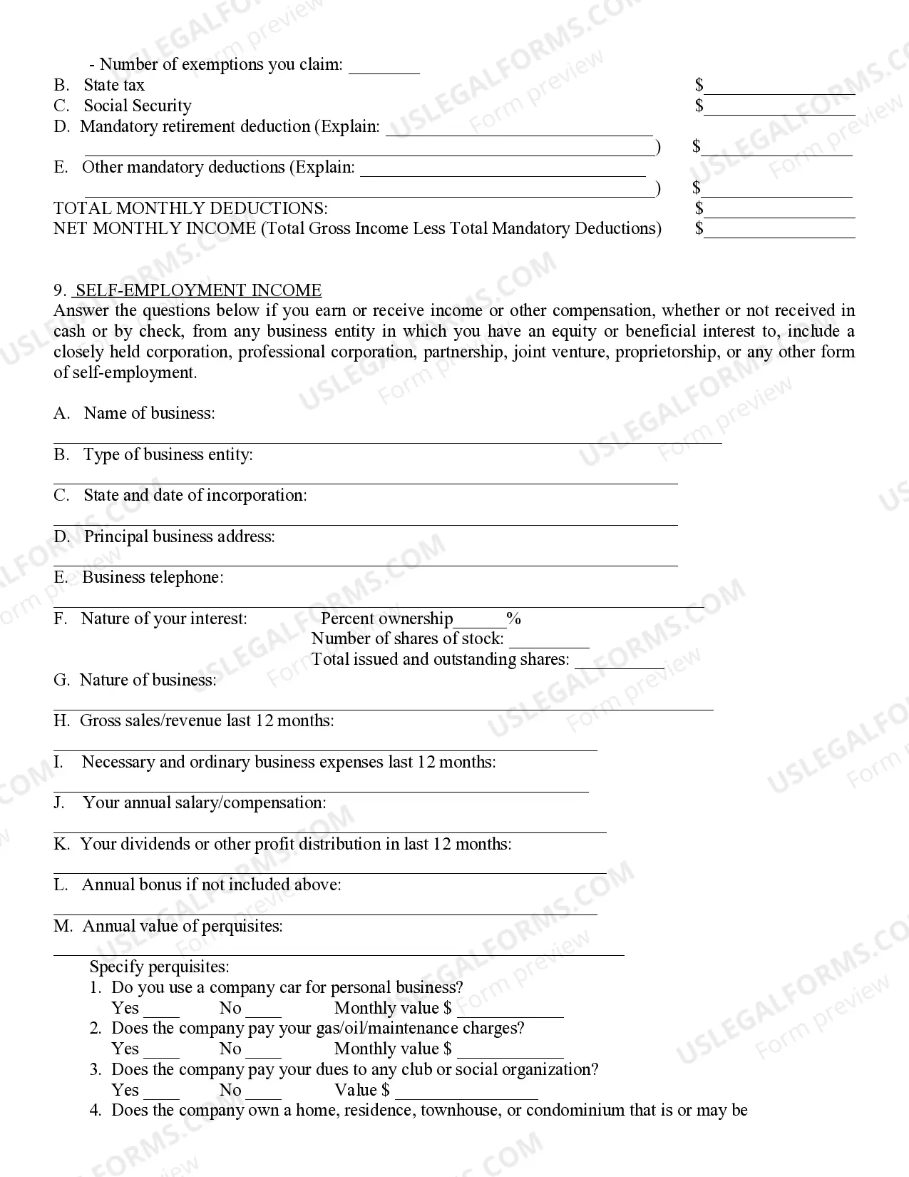 Preview Affidavit of Financial Information