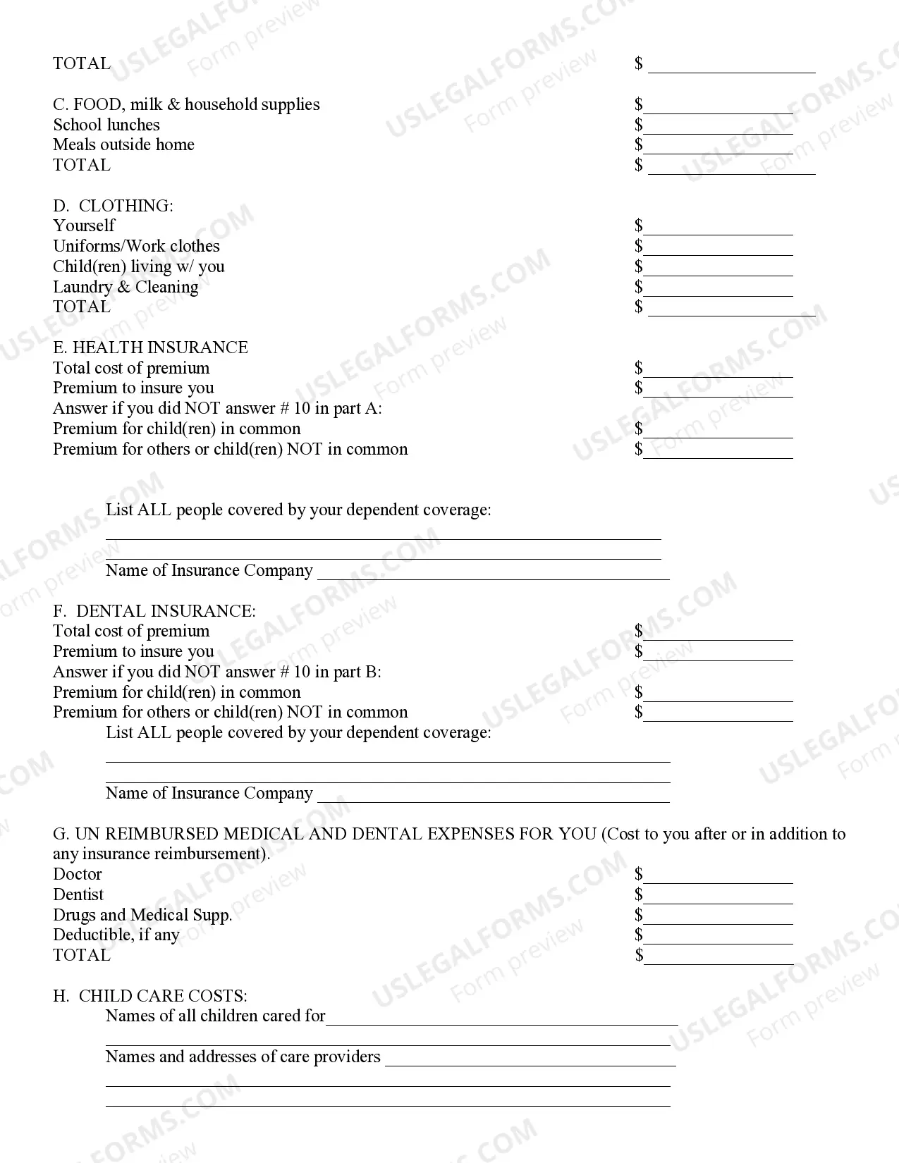 Preview Affidavit of Financial Information