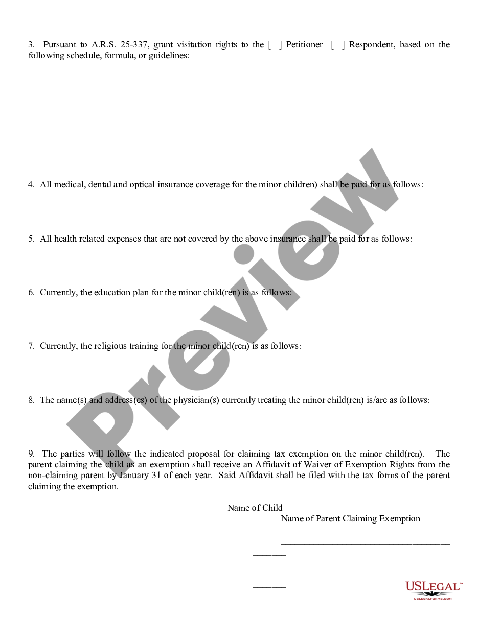 page 1 Petition for OSC Establishing Custody, Support, and Visitation preview