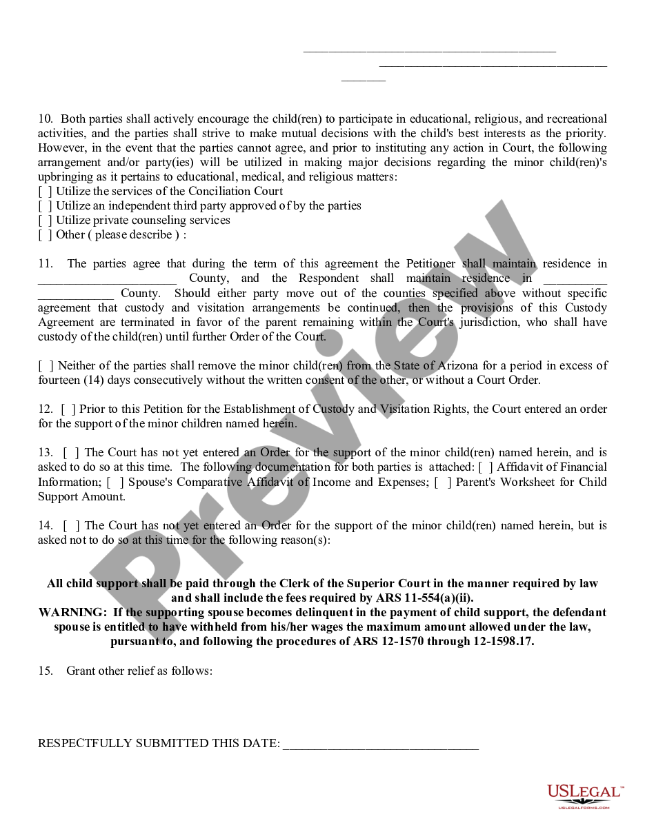 page 2 Petition for OSC Establishing Custody, Support, and Visitation preview