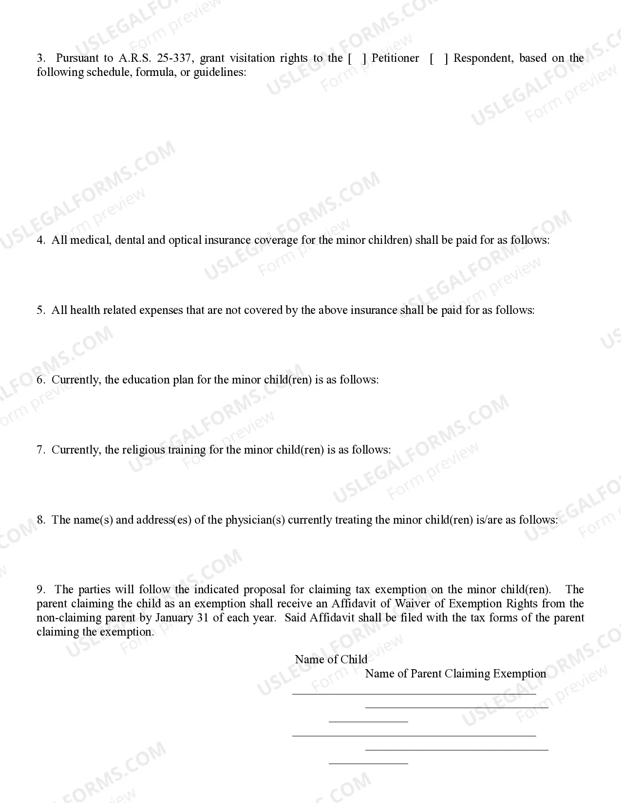 Preview Petition for OSC Establishing Custody, Support, and Visitation