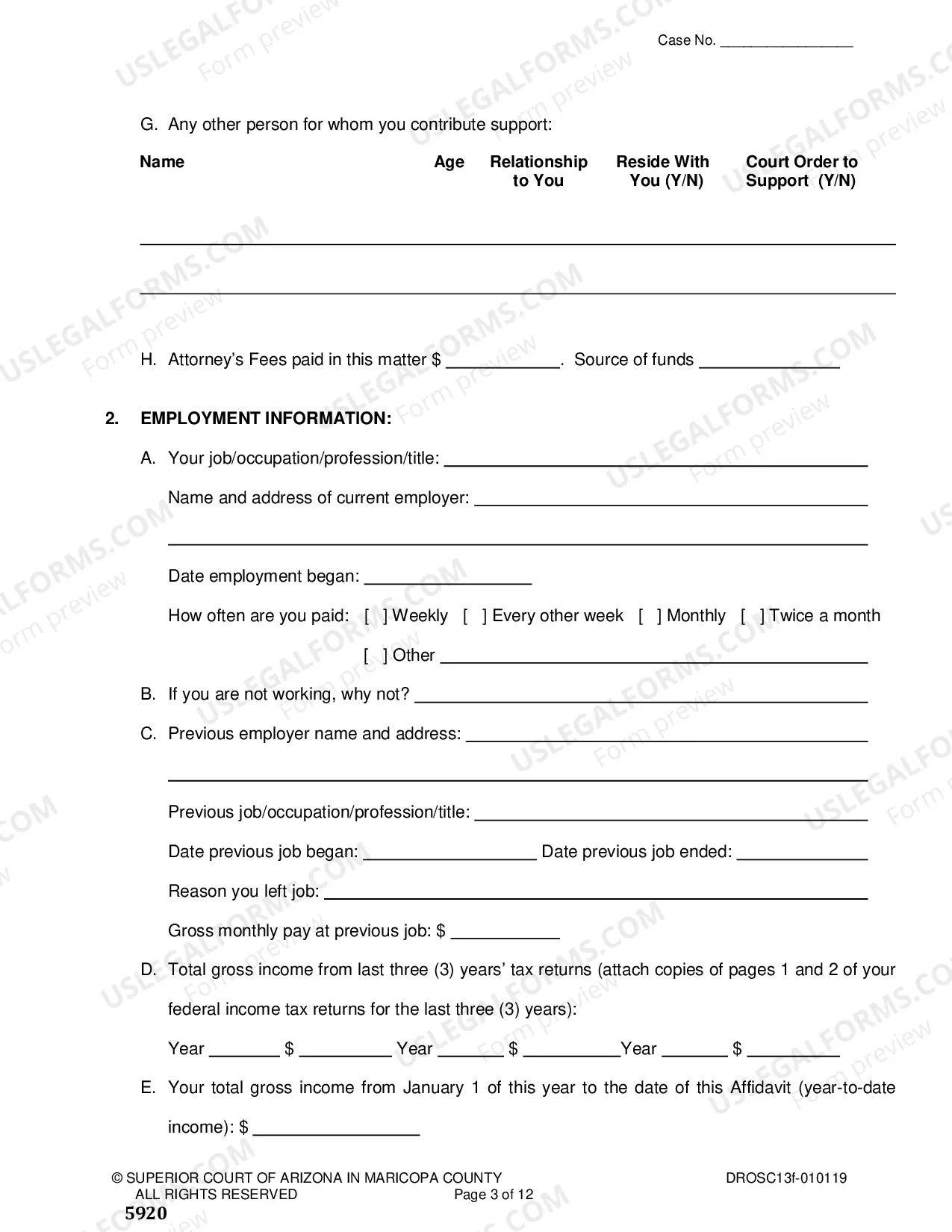 Preview Affidavit Of Financial Information