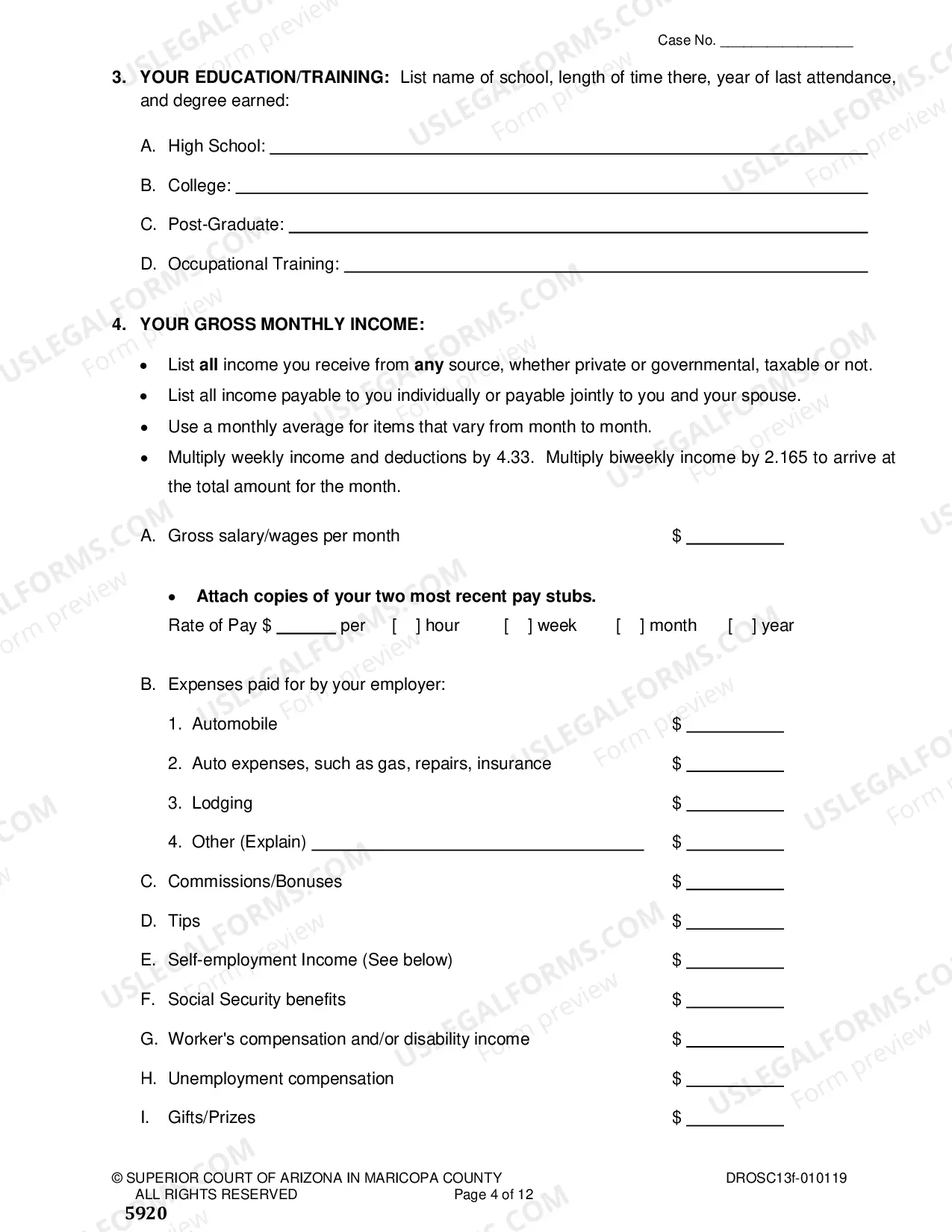 Preview Affidavit Of Financial Information