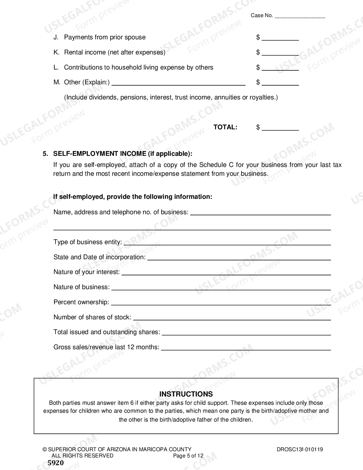 Preview Affidavit Of Financial Information